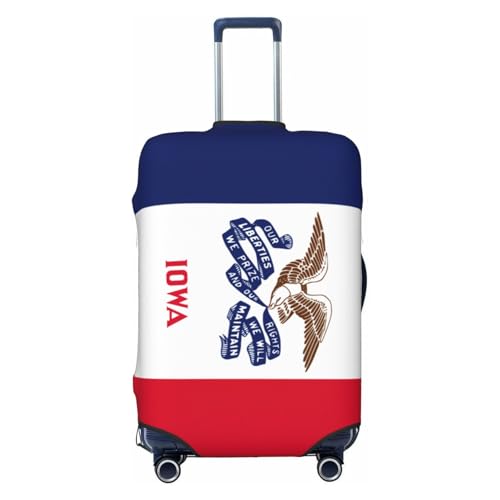 Tamiger Iowa Bandiera dello Stato Stampa Elastico Lavabile Bagaglio Protector Universale Valigia Copertura Bagagli Da Viaggio, Nero , XL