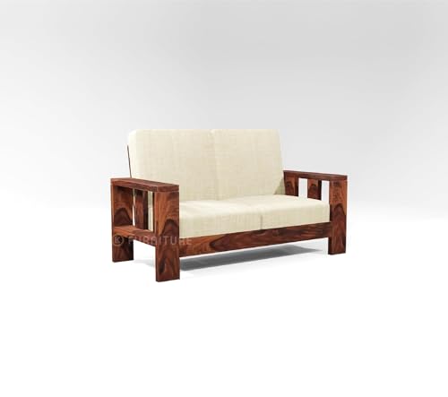 Image of KL Furniture Wooden 8 Seater Sofa Set for Living Room | Sheesham Wood Sofa Set 8 Seater for Home| Solid Wood Sofa Set (3+3+2 Natural Finish)