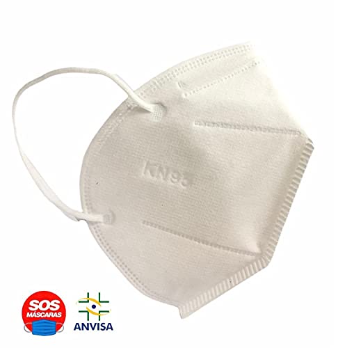 Máscaras KN95 Branca Lisa Adulta com ANVISA fabricada no Brasil - Kit 10, 20, 30, 40, 50, 100 Unidad