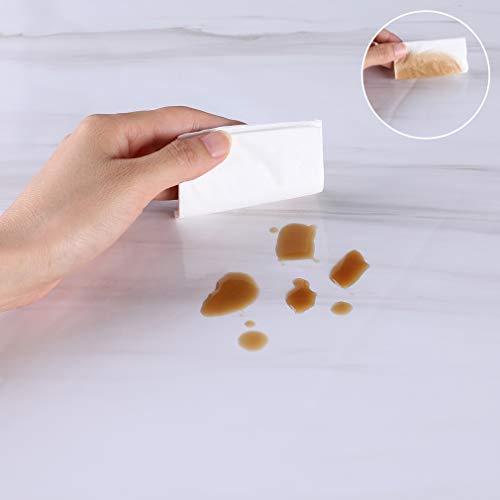 Oxdigi Marble Contact Paper, Self-Adhesive Waterproof PVC, White, 24x196 in, for Kitchen Cabinets & Countertops, Removable