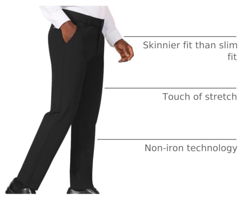 Image of Plaid&Plain Men's Stretch Dress Pants Slim Fit Skinny Suit Pants