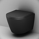 AM.PM Flash - Hänge WC, Wand WC spülrandlos, Toiletten Keramik mit Absenkautomatik, Hänge Toilette AquaSpin, Toilettenschüssel, Schwarz