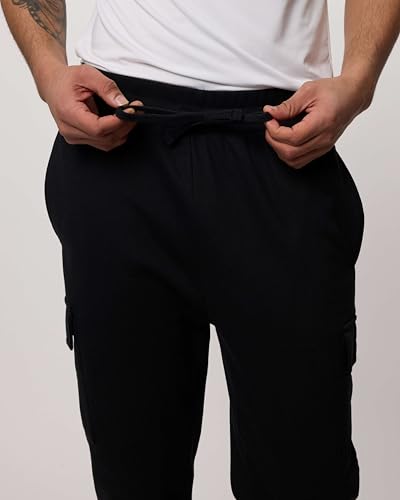 3 Pack: Men's Cotton Fleece Cargo Jogger Sweatpants with Pockets4