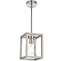 VINLUZ One Light Chandeliers Fixture Brushed Nickel Modern Pendant Kitchen Lighting with Clear Glass Shade Dining Room Lighting Fixtures Hanging Contemporary Lamp Semi Flush Mount Ceiling Lights