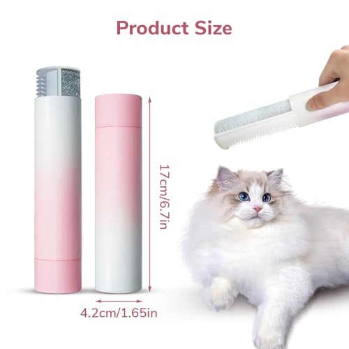 Image of TUXTOOX Pet Hair Removal Tool, 2-in-1 Pet Grooming Hair Comb & Hair Brush Cleaner Used For Removing Cat and Dog Hair from Sofas, Clothes (Pink)
