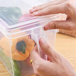 PENGKE Plastic Food Storage Container,with Lid and Handle,Food Storage Organizer Box Fresh Box for Kitchen Refridgerator Fridge Desk Cabinet Food Storage,Holds Furit Eggs Vegetables,5L Pack of 4 - Thumbnail 3