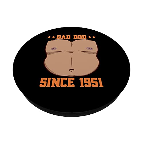 Dad Bod Since 1951 Father's Day Beer Belly PopSockets Swappable PopGrip, Black - Image 2
