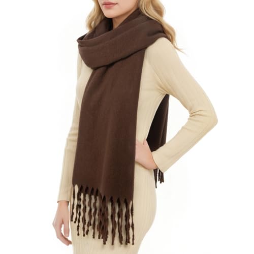 RIIQIICHY Scarf for Women Chunky Winter Scarf Cold Weather Thick Warm Ladies Scarves Dark Brown
