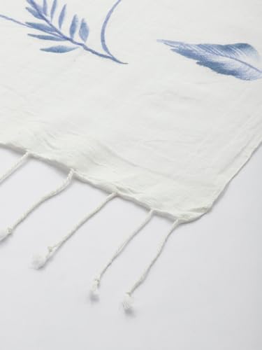 Handwoven-White-Cotton-Scarf-with-Blue-Hand-Painted-Design-Lightweight-Shawl-Soft-Natural-Fiber-Wrap-Womens-Fashion-Accessory-sustainable-fabric