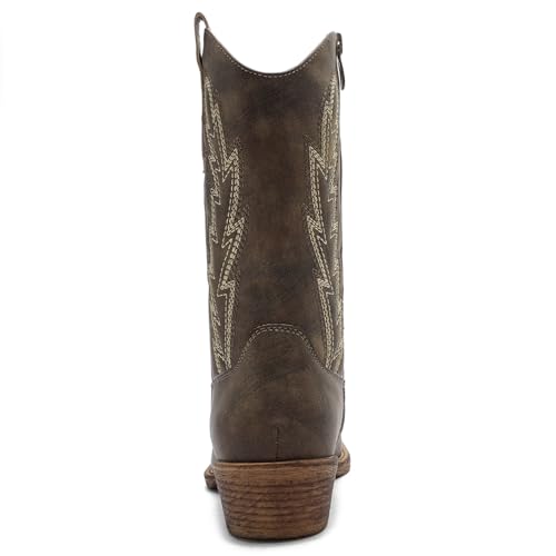 Image of GLOBALWIN Women's Mid Calf The Western Cowgirl Boots Fashion Cowboy Boots For Women Chunky Low Heel