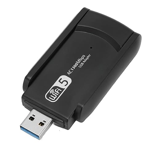 XUXHOU Adaptador USB Inalámbrico 1300 Mbps Banda Doble 2.4 GHz 5 GHz Dong WiFi WiFi para la Computadora Portátil PC [Aplicación Grande]