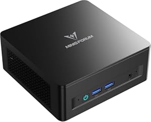 MINIS FORUM UM760 Slim Mini-PC, AMD Ryzen 5 7640HS (6 Kerne / 12 Threads, bis zu 5,0 GHz), 32 GB DDR5, 1 TB PCIe 4.0 SSD, DP/HDMI 2.1 / USB 4, Wi-Fi 6E / Bluetooth 5.2