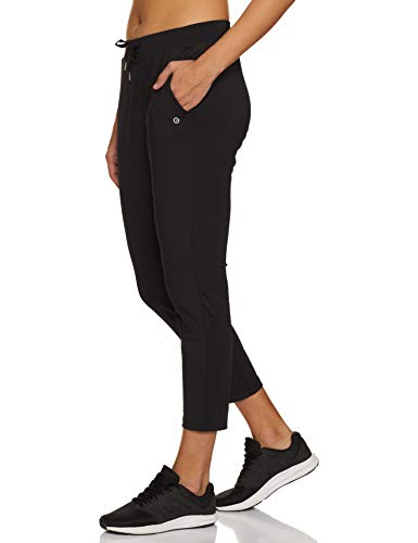 Image of Enamor Mid Rise 7 /8th Length Drawstring Closure Travel Pants for Women - Relaxed Fit, Quick Dry, Antimicrobial - E068