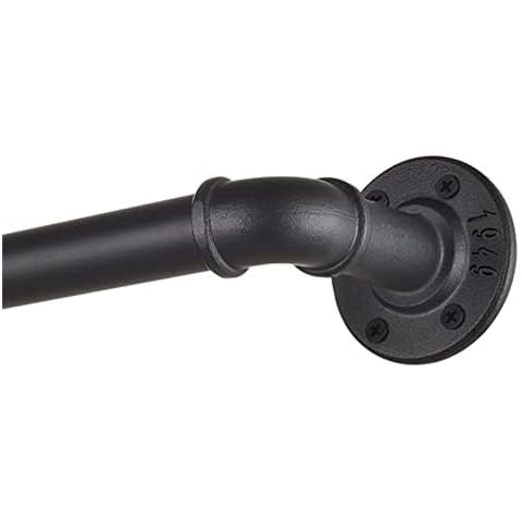 1 Inch Industrial Curtain Rod, Black Curtain Rods Compatible for Windows 66 to 120, Pipe Wrap Around Curtain Rod, Indoor/Outdoor Curtain Rod, Room Divider Curtain Rod, Blackout Curtain Rod 72-144 Inch Cover