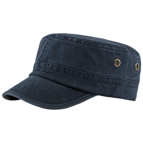 PTDTSHOU Army Cadet Cap for Men Women Military Flat Top Cap Adjustable Cotton Basic Baseball Cap