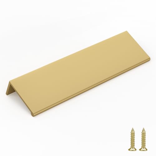 Image of Goldenwarm 100 Pack 5in Gold Finger Edge Pulls Drawer Finger Pulls Champagne Gold Kitchen Hardware Handles Bedroom Dresser Drawers