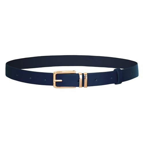 GRACE KARIN Skinny Belt Women Leather Belt for Work Dress Jeans Soft Waist Belt with Gold Buckle Navy L