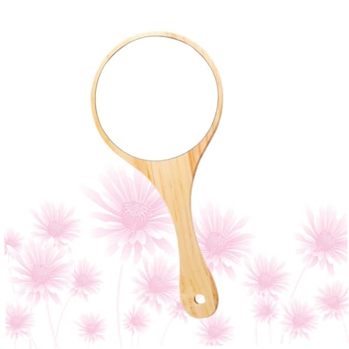 Espejo de mano de madera vintage Ipetboom para maquillaje miniatura 6