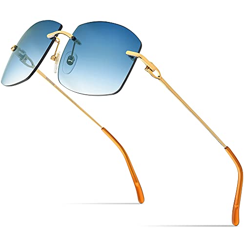 Image of HEPIDEM Rimless Rectangle UV400 Oversize Square Sunglasses for Men with Nylon Lens