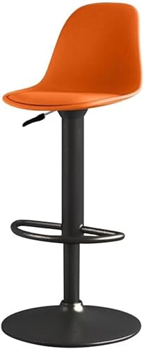 MiluFox カウンターチェア 回転椅子 ハイチェア 昇降椅子 背もたれ付き バースツール ダイニング椅 高さ調節可能 360度回転 足置き PUレザー (オレンジ,黒いシャーシ【座面高さ60-80cm】)
