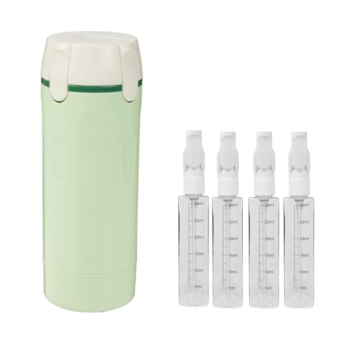 4 in 1 Travel Dispenser Bottle - Refillable Leak Proof and Portable for Shampoo Conditioner Shower Gel & Toiletries - Perfect for Vacation Camping & Gym. (Green)