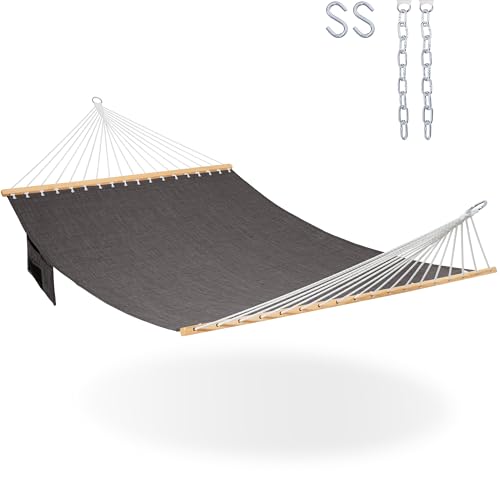 Lazy Daze Hammocks 11 FT Double Outside Hammock Quick Dry Olefin Fabric Hammock with Spreader Bar & Side Pocket for Outdoor Poolside Backyard 450 lbs Capacity, Black