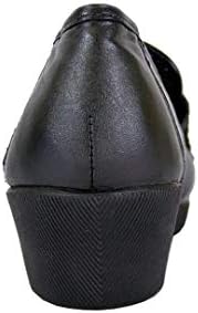 24 Hour Comfort Brenda (2718) Women's Wide Width Moccasin Design Woven Leather Shoes Black 12 | Image 3