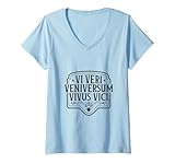 Mujer Latín - Vi veri veniversum vivus Vici Camiseta Cuello V