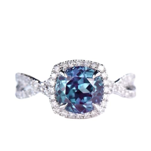 Alexandrite Engagement Ring 925 Sterling Silver 10K 14K 18K 6X8mm Pear Shape Created Alexandrite and Moissanite Engagement Ring for Women Free Engraving