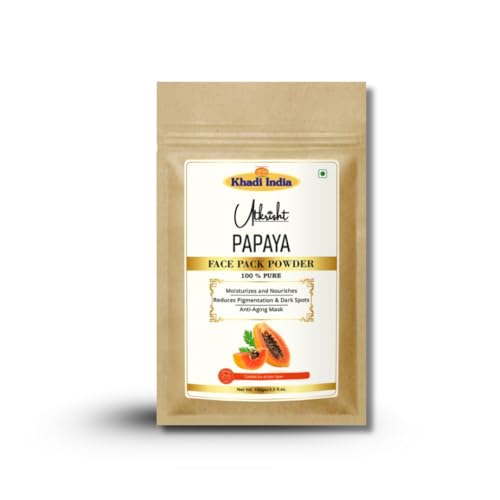 Image of Khadi Papaya Face Pack Powder 100g | For Dark Sports, Pigmentation & Anti Aging | Glowing & Brightening | Pure, Natural & Ayurvedic | Removes Durt & Impurities | Face Pack for Men & Women