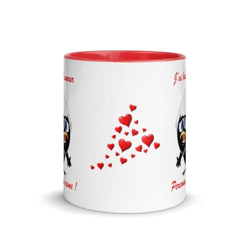 Jm-Déco Mug Caliméro - Idée Cadeau - Tasse en céramique coloré Couleur Rouge