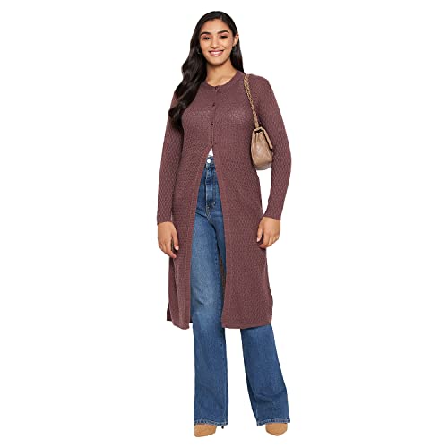 Image of Clapton Amazing Stylish Winterwear Sweaters with Cardigans for Women Fullsleeve Longline Round Neck with Button Acrylic Woolen Soft Wool Blend Solid Shurg /Outer-4041-$P