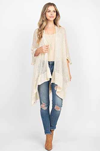 Image of RIAH FASHION Bohemian Sequin Glitter Shawl Wrap Poncho - Kimono Cardigan, Sparkly Metallic Mesh Scarf, Open Knit Crochet