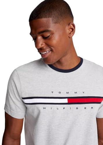 TOMMY HILFIGER Men's Regular Fit Flag Embroidered Crew Neck T-Shirt 2024 Collection, Large, White3