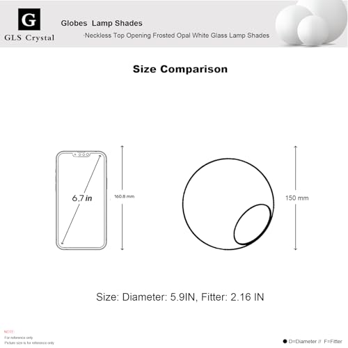 Image of GLS Frosted Opal Glass Lamp Shade, 5.9 inchx2.16 inch | Replacement globe for lighting fixtures, neckless top opening, fits various fitter openings, durable & elegant.