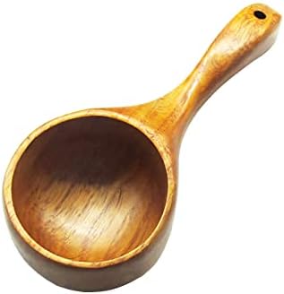 BTYONON Kitchen Scoop Ladle Wood Water Scoop Spoon Wooden Rice Spoon Bath Salt Scoop Kitchen Serving Ladle