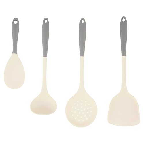 4 Piezas Utensilios de Cocina,Cuchara Silicona Cocina,Cuchara Silicona,Espumaderas de Cocina,Cucharones de Cocina Para Remover, Agitar, Escurrir y Mezclar
