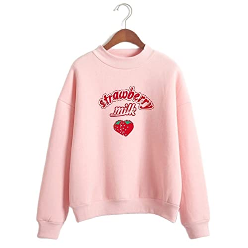 XMHDZ Women's Sweatshirts Casual Long Sleeve Sweatshirts Round Neck Sweatshirts Pink