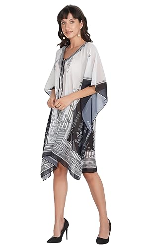 Image of RAVI RAJORIA Georgette Digital Printed Beach Wear Kaftan Blue Free Size R800 | Multi Color 2