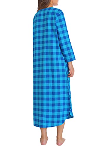 Latuza Women's Plaid Flannel Nightgown Warm Cotton Midi Nightgown2