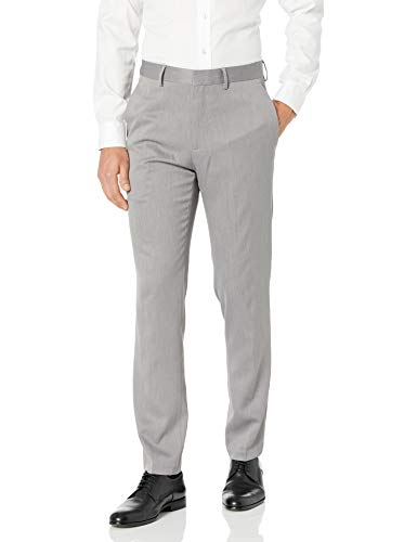 Kenneth Cole REACTION Men's Stretch Urban Heather Slim Fit Flat Front Dress Pant, HTR. Grey, 34 x 34