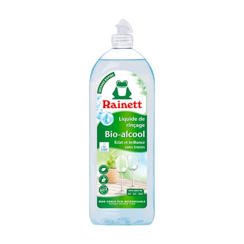 RAINETT - Liquide de Rinçage Bio-Alcool - Pour une Vaisselle Brillante & Sans Traces - Sans MIT, BIT, CMIT - Flacon Recylé & Recyclable - Ecolabel - 750 ml