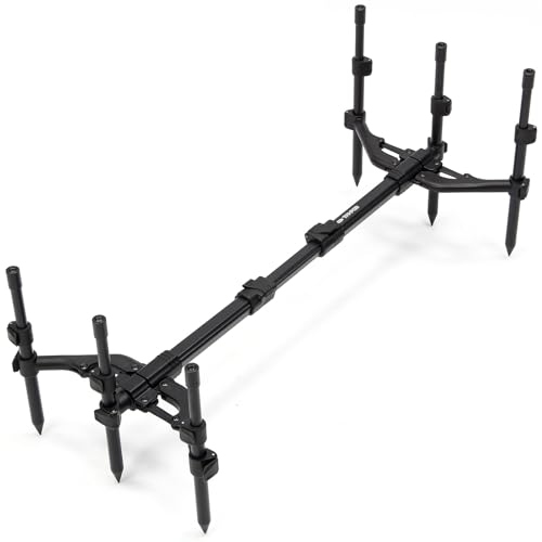 Carp Fishing Pod 3 Rod Stand Fully Adjustable, Quick Setup with Matte Black Finish, Aluminum Construction, 20-35cm Height Range, Lightweight with Carry Case NGT - Image 4