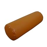 Neck & Cervical Pillows Soft Leather Long Cylinder Bolster Pillow Smooth Round Roll Pillow for Sofa and Bed Decoration Sleeping Cushion (Yellow Brown, 16×50CM/6.3'×19.7')