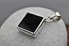 Solid 925 Sterling Silver Pendant for Men Women, Genuine Black Onyx Flat Square Gemstone Unique Handcrafted Pendant for Her Him #3