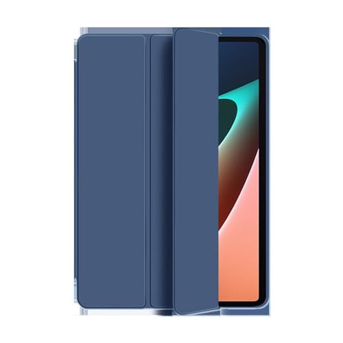 Funda Lenovo Pad 2024 con carcasa de silicona triple pliegue resistente azul
