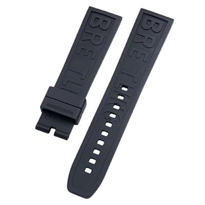 ROUHO Flessibile Gomma Cinturino Orologio Ricambio Resistente Sudore Bracciale Orologio per Breitling Superocean Blackbird-Nera 20mm
