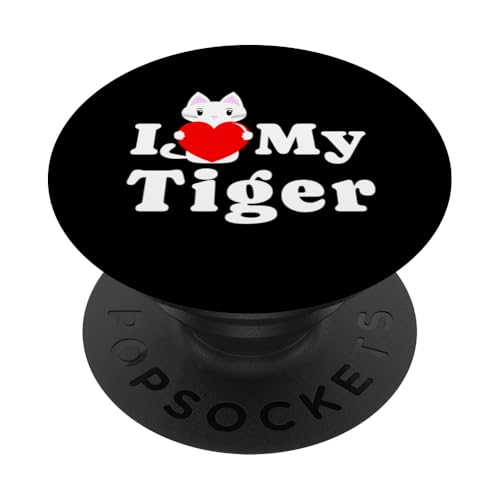 I Love My Tiger Cat Owner Amoureux des Chatons PopSockets PopGrip Adhésif