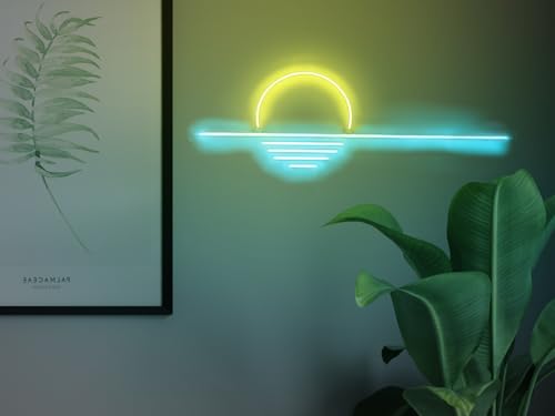 Image of LED Decorative Lights USB Mountains Sunrise Sunset Led Neon Signs Home Decoration Wall Art Holiday Gift Brightness Adjustable 16.5''x9.5''