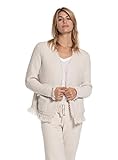 Barefoot Dreams CozyChic Women's Fringed Jacket, Long-Sleeve Jacket, Open Jacket-Almond-XL